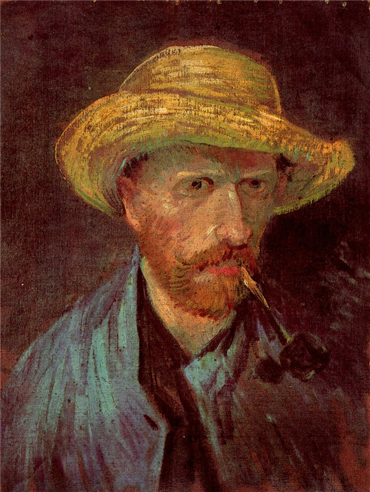 Self-Portrait With Straw Hat And Pipe Van Gogh Oil Painting